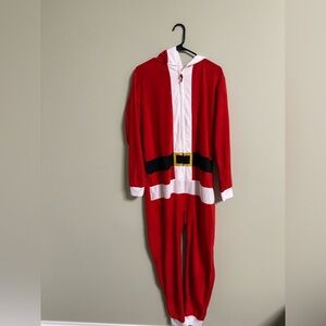 Santa Claus Christmas Holiday Fleece Costume  Size Medium Pajamas Hooded New